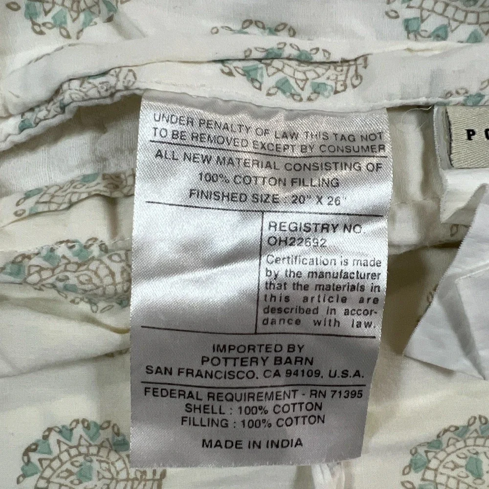 Set Of 2 Pottery Barn Standard Pillow Shams 20